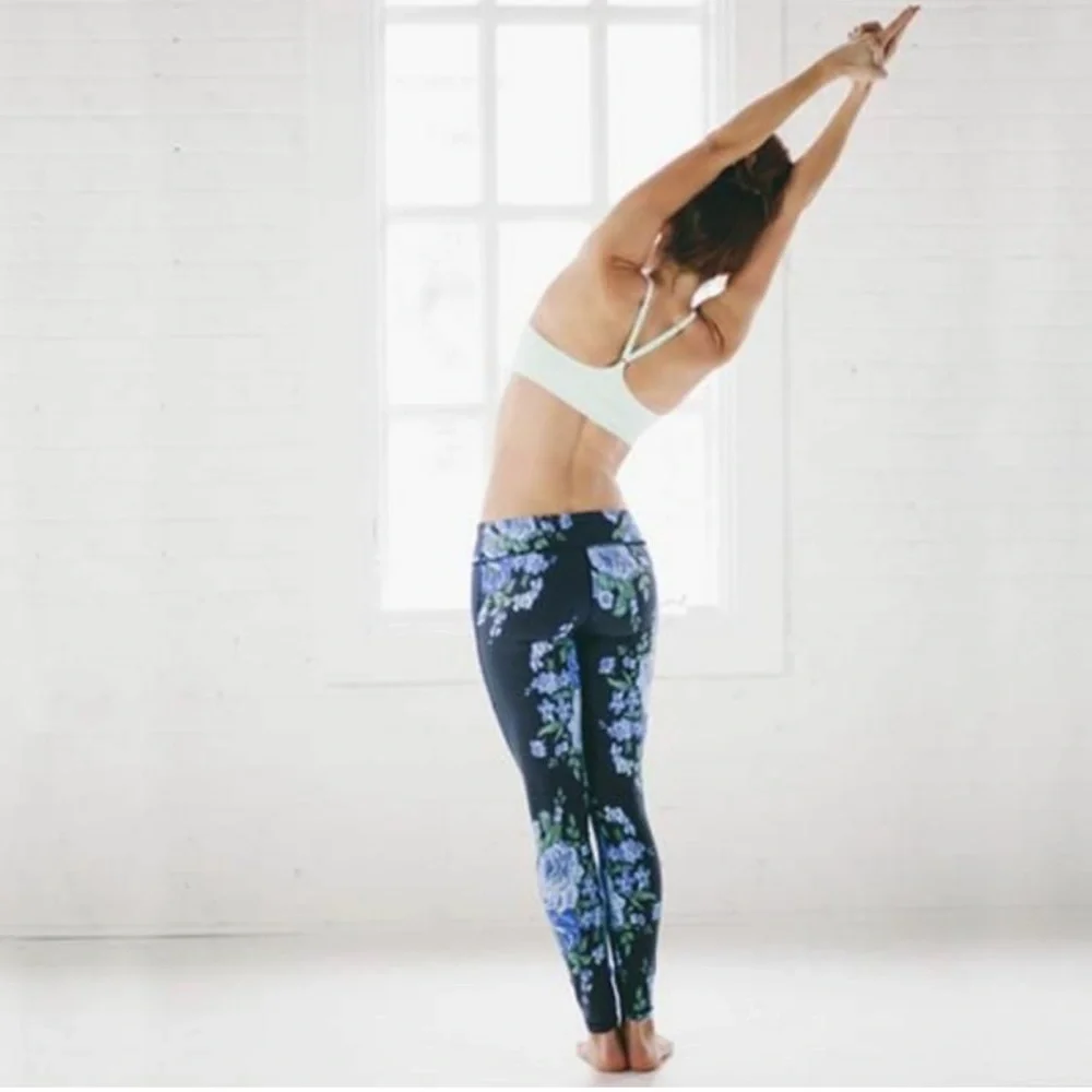 Albion Fit Antiqua Flora Leggings Blue Navy Green Full Length